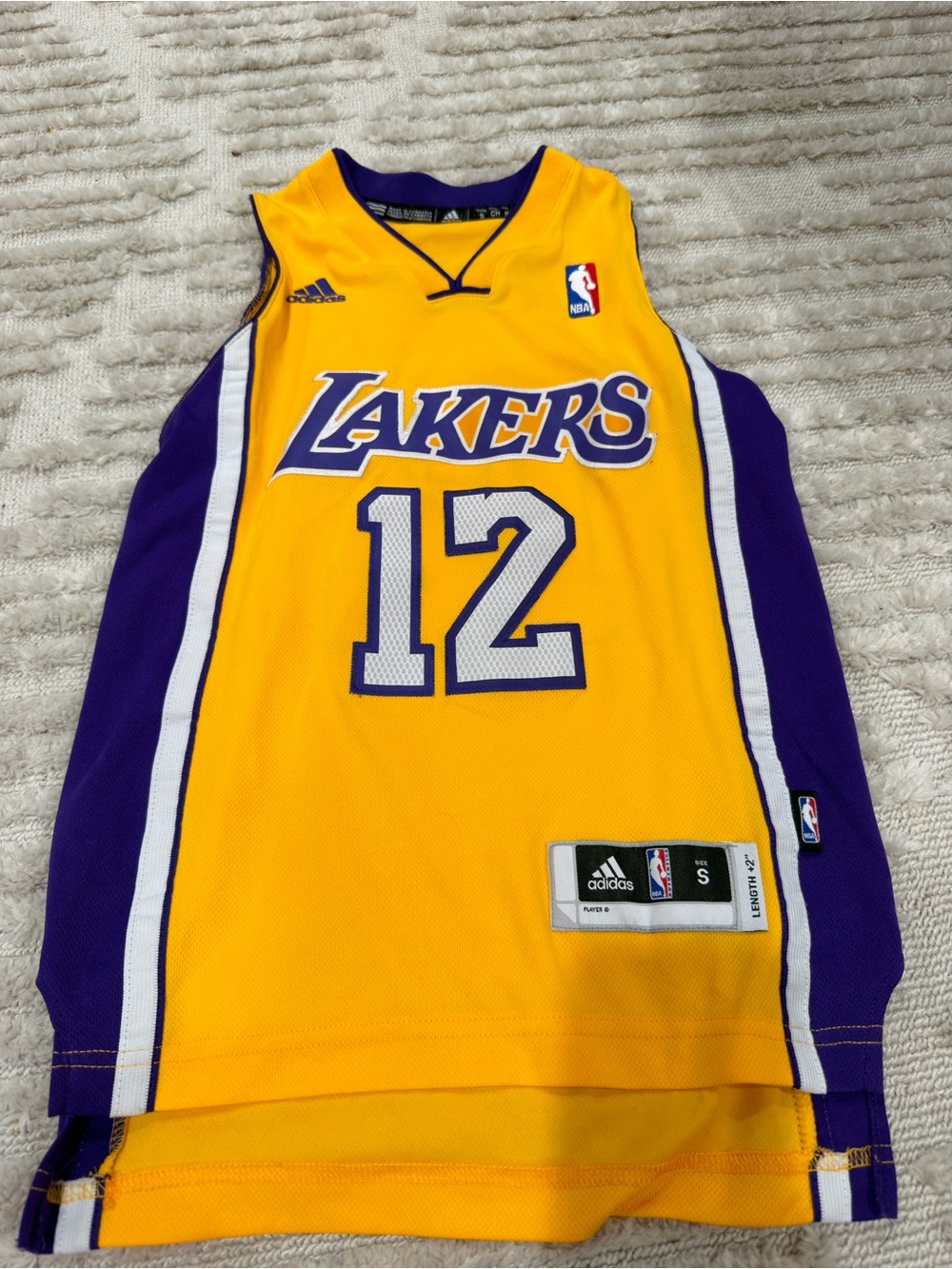 adidas Los Angeles Lakers Yellow and Purple #12 Jersey